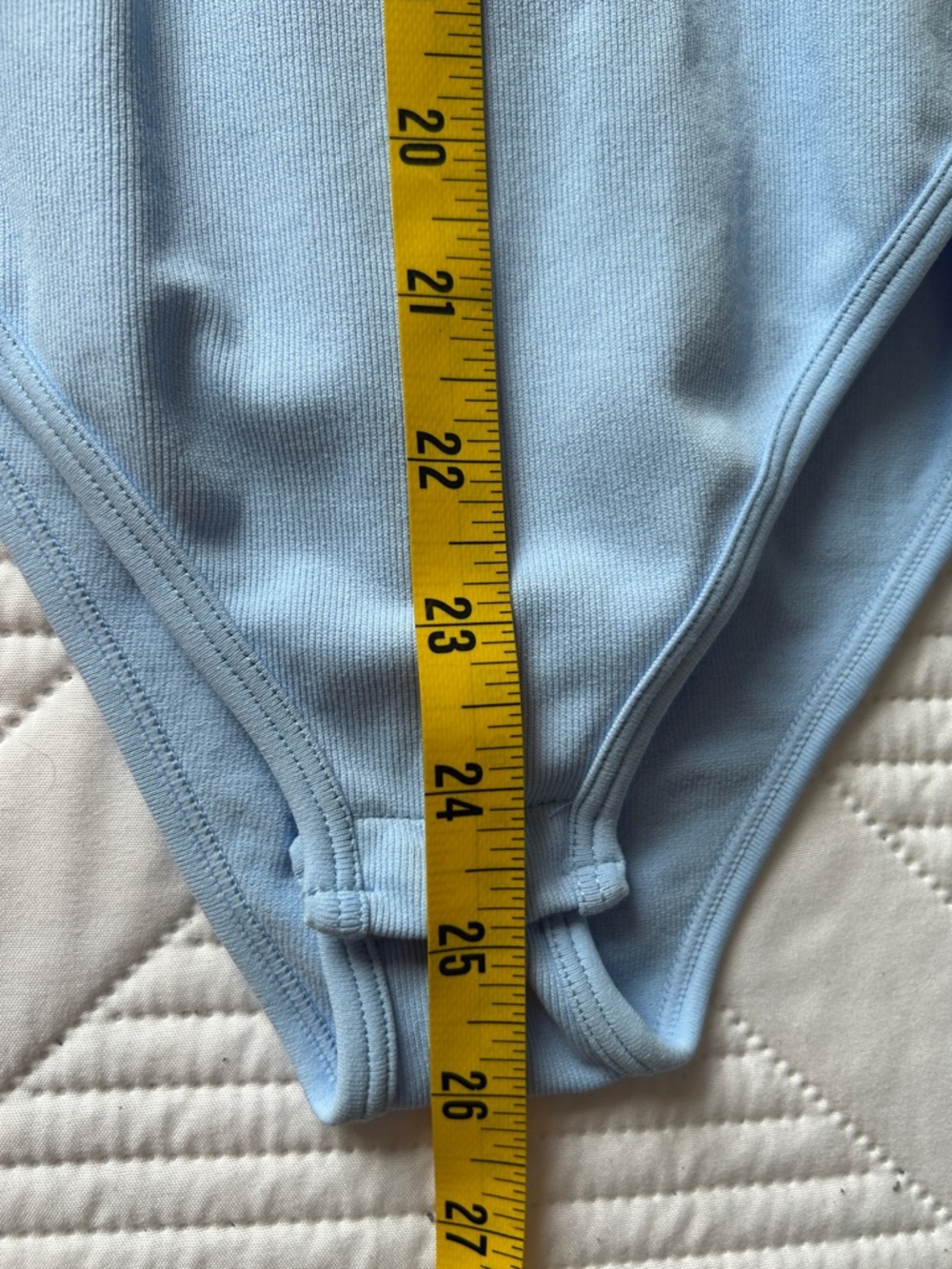 OQQ women’s Light Blue Long Sleeve Ribbed Bodysuit. - Picture 7 of 8